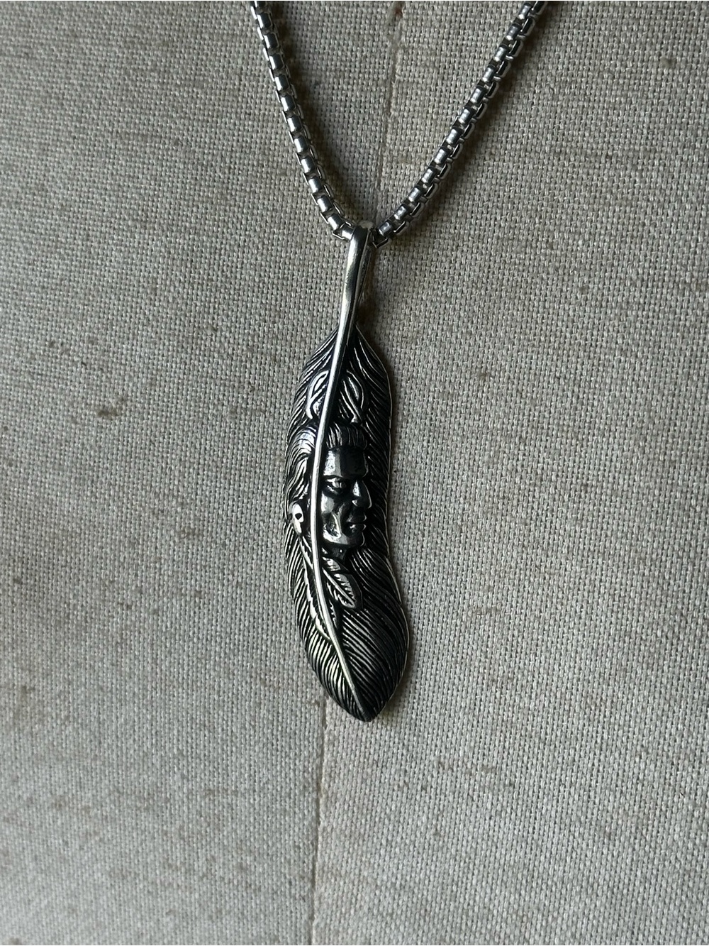 Sterling Silver Feather Pendant Necklace